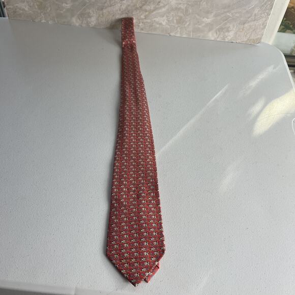 Salvatore Ferragamo Men's Silk Necktie Cow Animal Motif Made In Italy - Picture 2 of 9